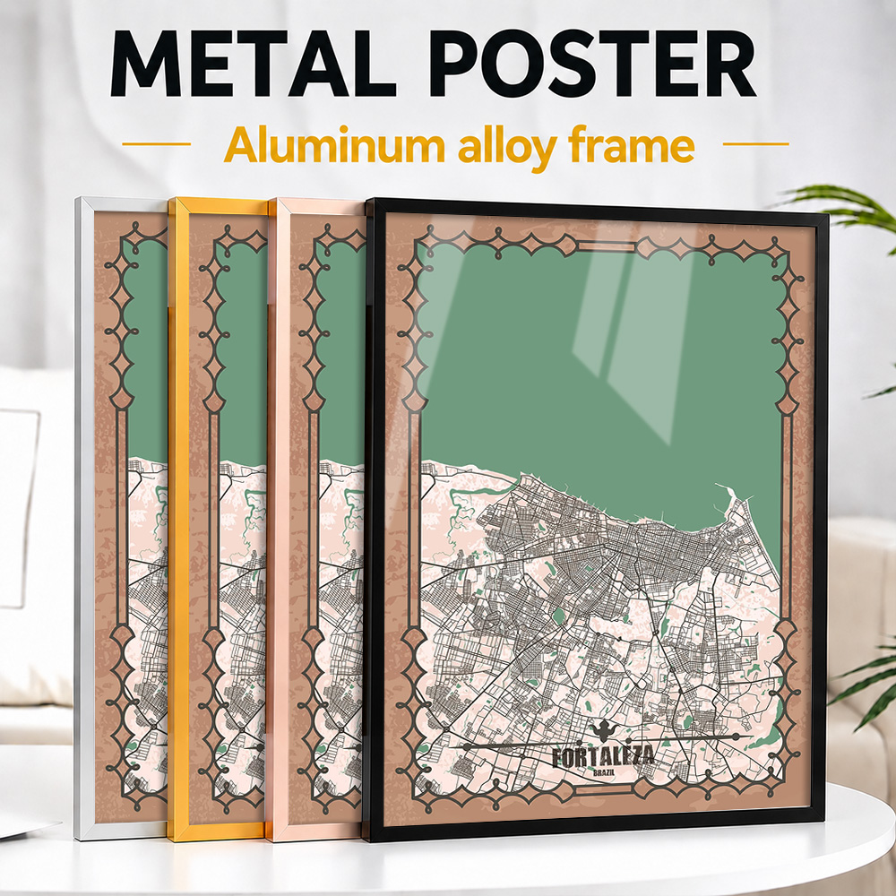 Custom Map Poster - خريطة مدينة فورتاليزا مطبوعة على إطار