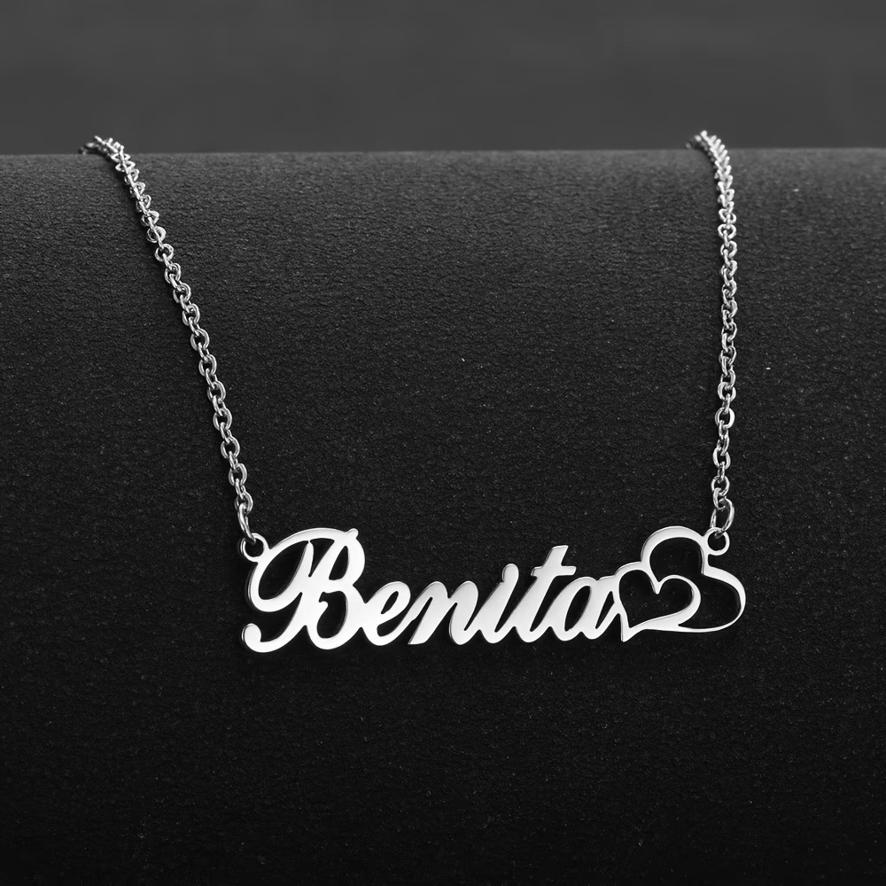 Name Necklace Custom - قلادة مخصصة على شكل قلب مزدوج